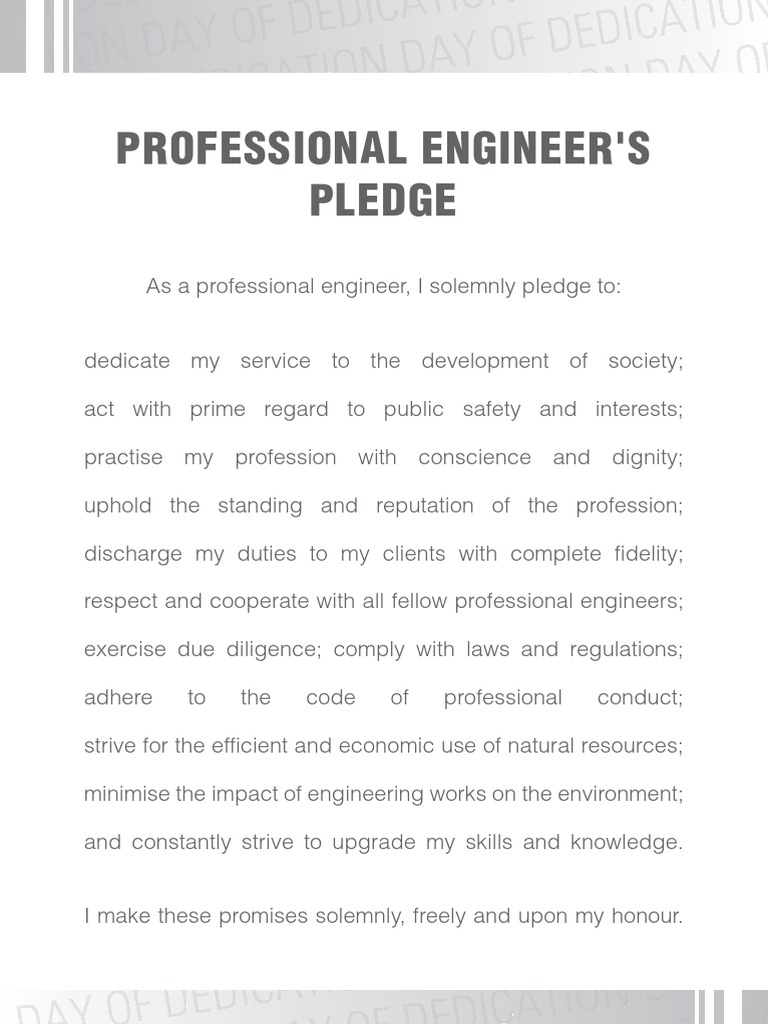 Professional Engineer's Ethical Pledge | PDF