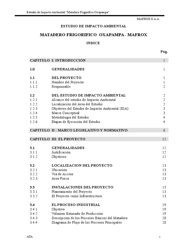 Estudio de Impacto Ambiental Eia | PDF | Matadero | Evaluación de ...