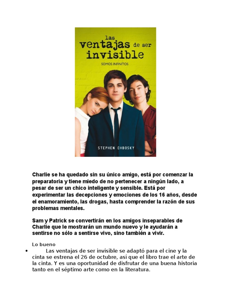 Las Ventajas De Ser Invisible Subtitulada Espanol Reseña Las Ventajas de Ser Invisible | PDF