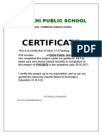 Delhi Public School Physics Project Certificate 2016-17