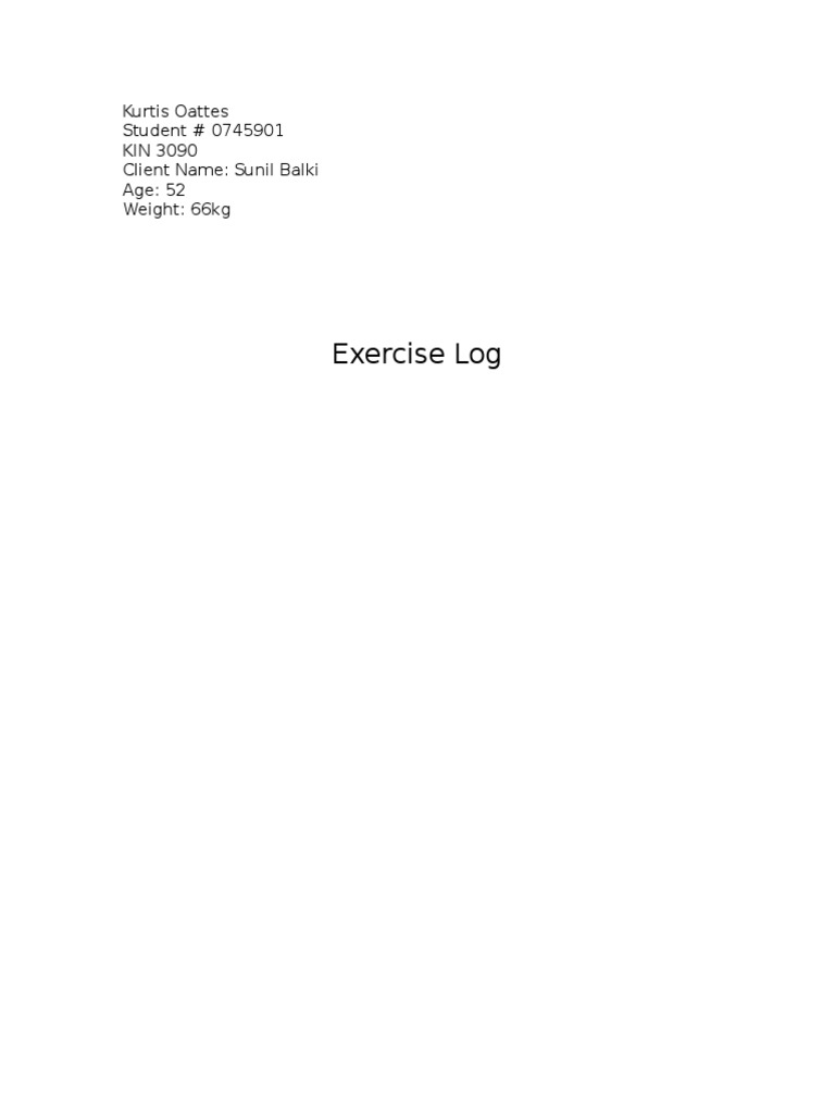 Exercise Log | PDF | Wellness