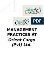 Management Practices At: Orient Cargo (PVT) LTD