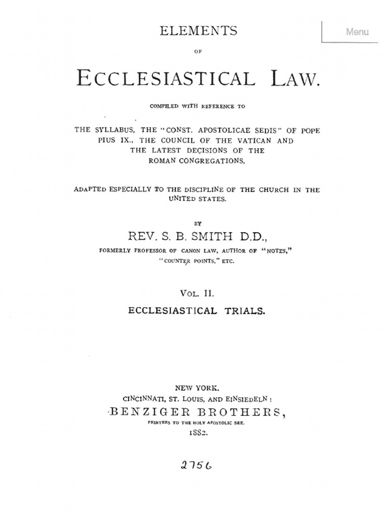 Ecclesiastical Law Excerpt | PDF