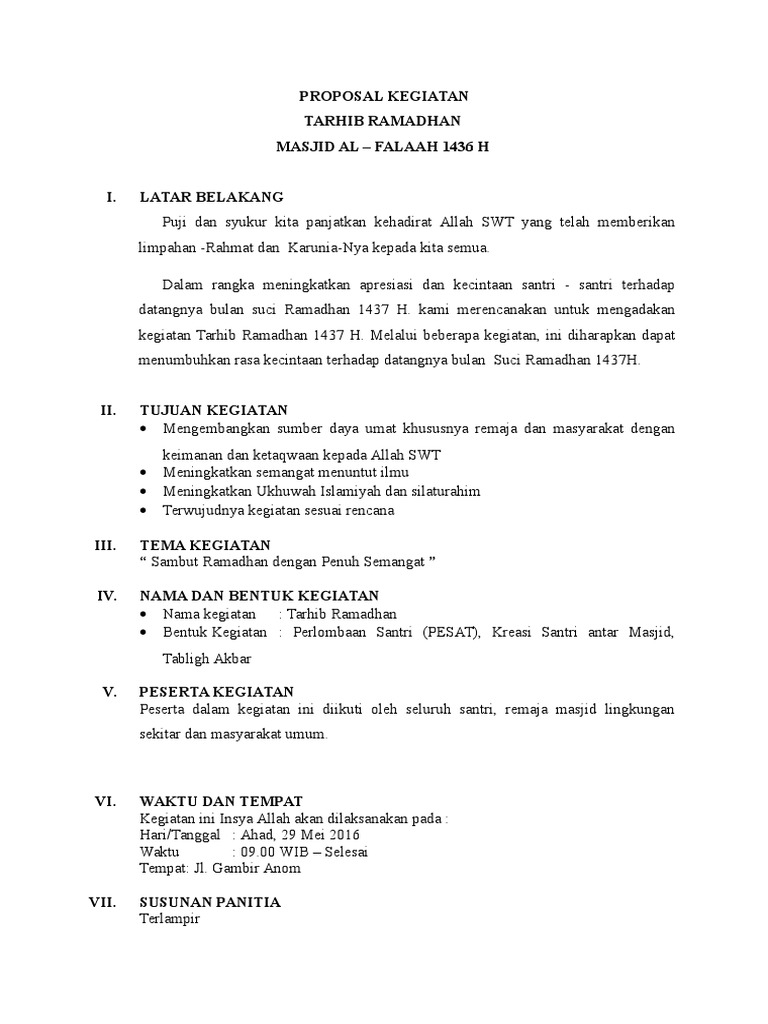 Proposal Tarhib Ramadhan 1437 H