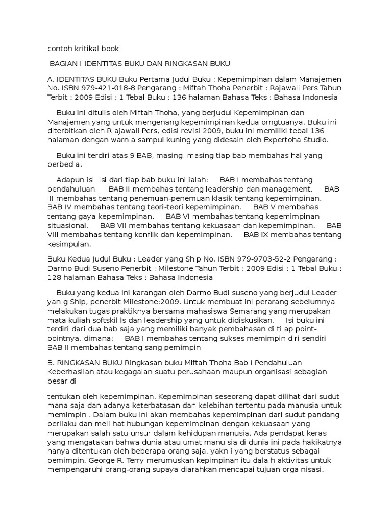 Contoh Kritikal Book