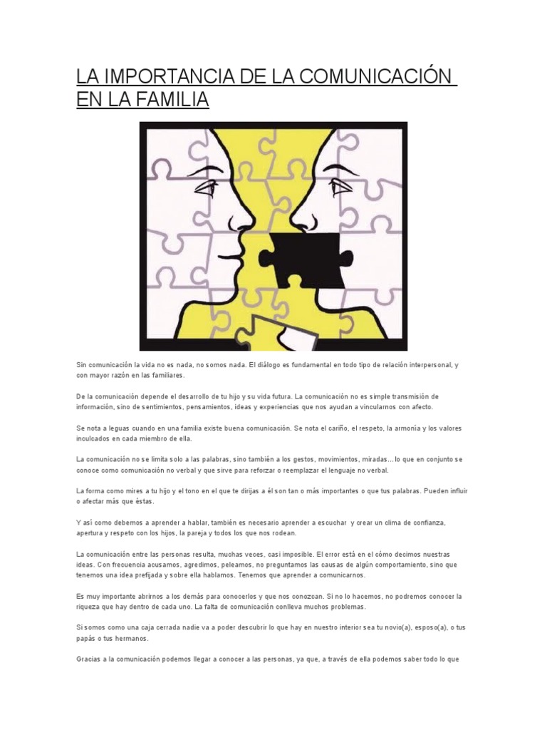 Importancia de la Comunicación Familiar | PDF | Comunicación no verbal ...
