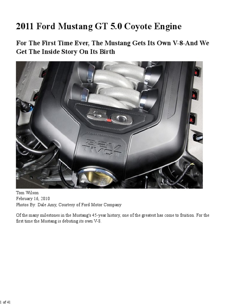 what is a coyote engine on 2011 Ford Mustang Gt 5 0 Coyote Engine Internal Combustion Engine Fuel Injection