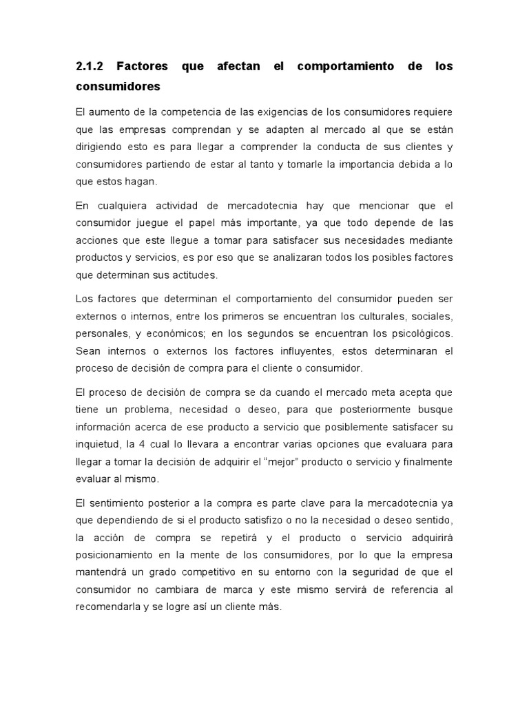 2.1.2 Factores Que Afectan El Comportamiento de Los