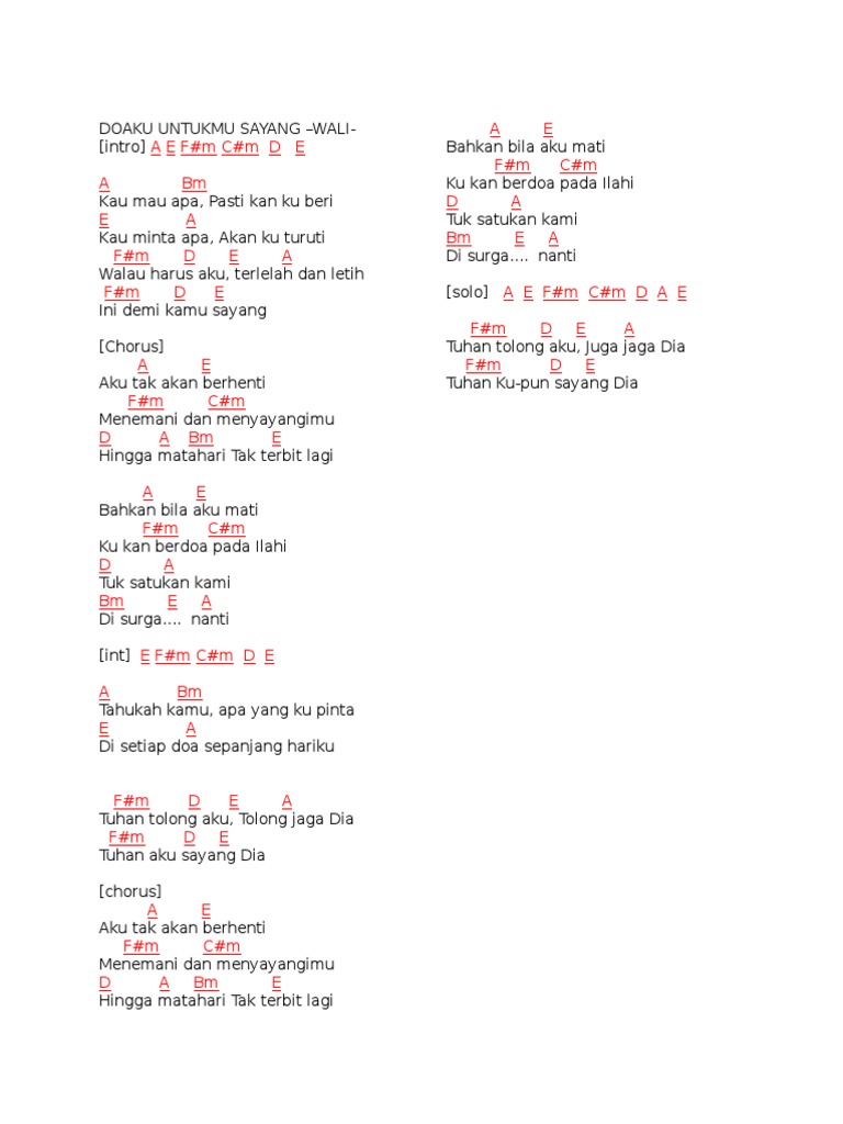 Doaku Untukmu Sayang Wali Intro