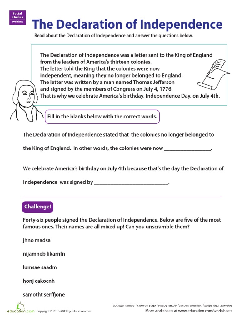 worksheet Declaration Of Independence Worksheets all grade worksheets declaration of independence worksheet free worksheets