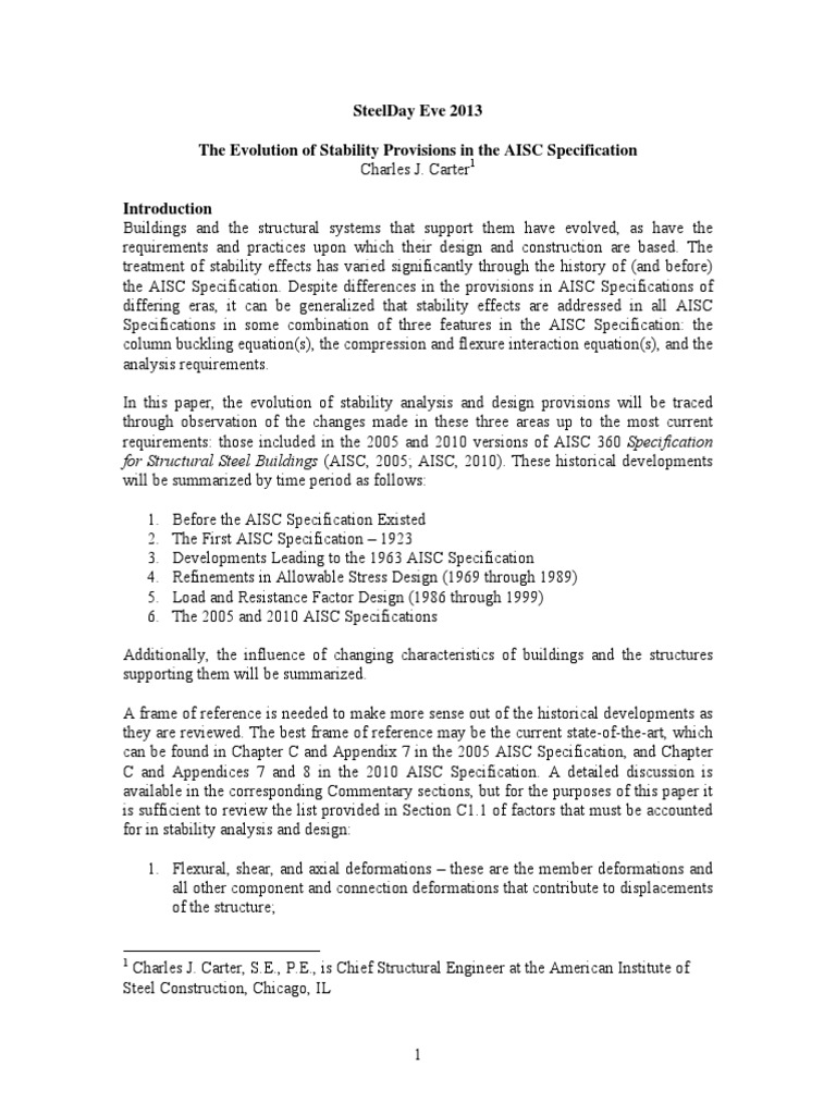 Evolution of AISC Stability Provisions | PDF | Buckling | Column