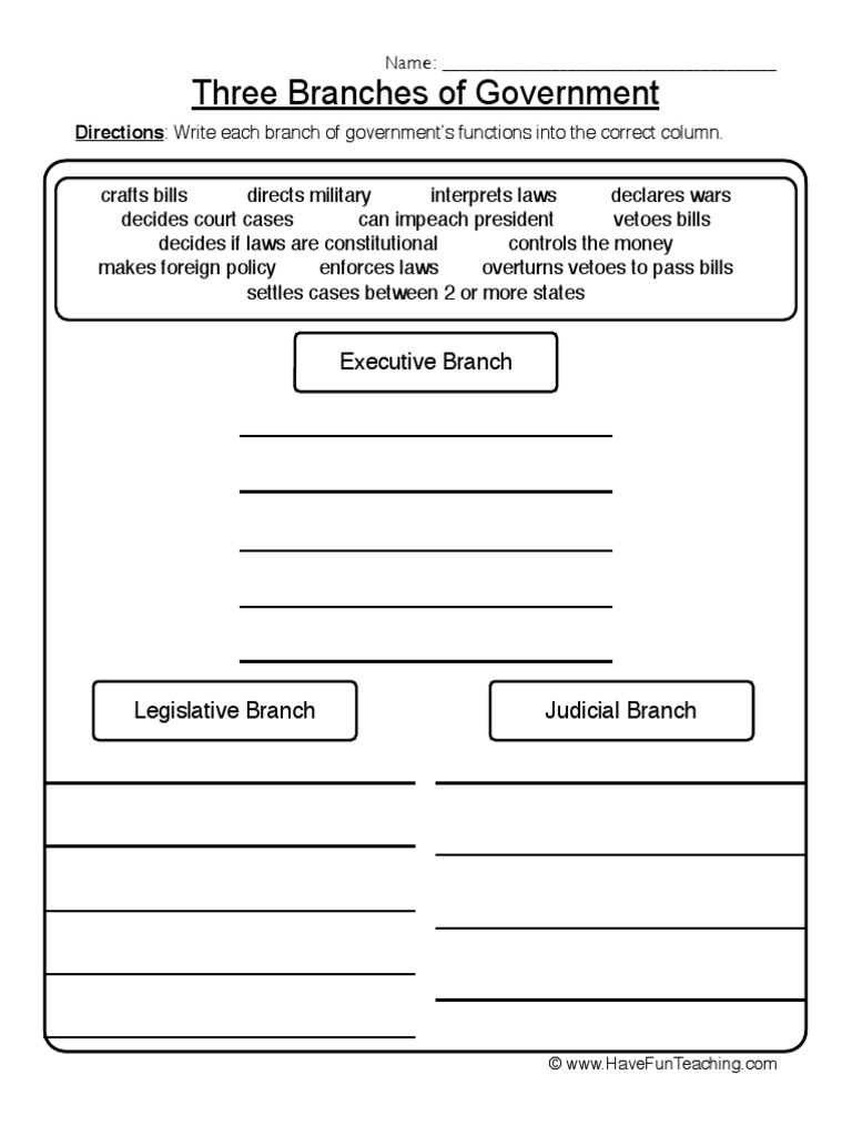 Three Branches Government Worksheet  PDF  Legal Concepts  Virtue With Regard To Branches Of Government Worksheet Pdf