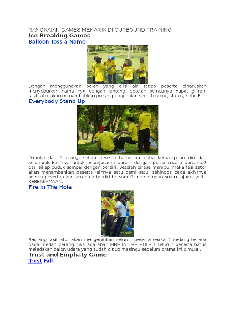Games Outbound Training | PDF