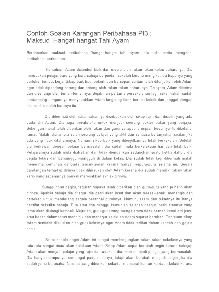 Contoh Soalan Karangan Peribahasa Pt3 Pdf