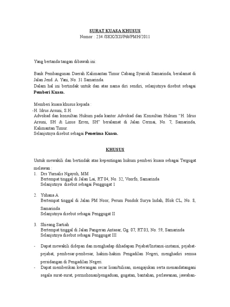 Surat Kuasa Pmh Pdf