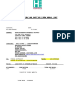 Commercial Invoice and Packing List for Bolts Shipment