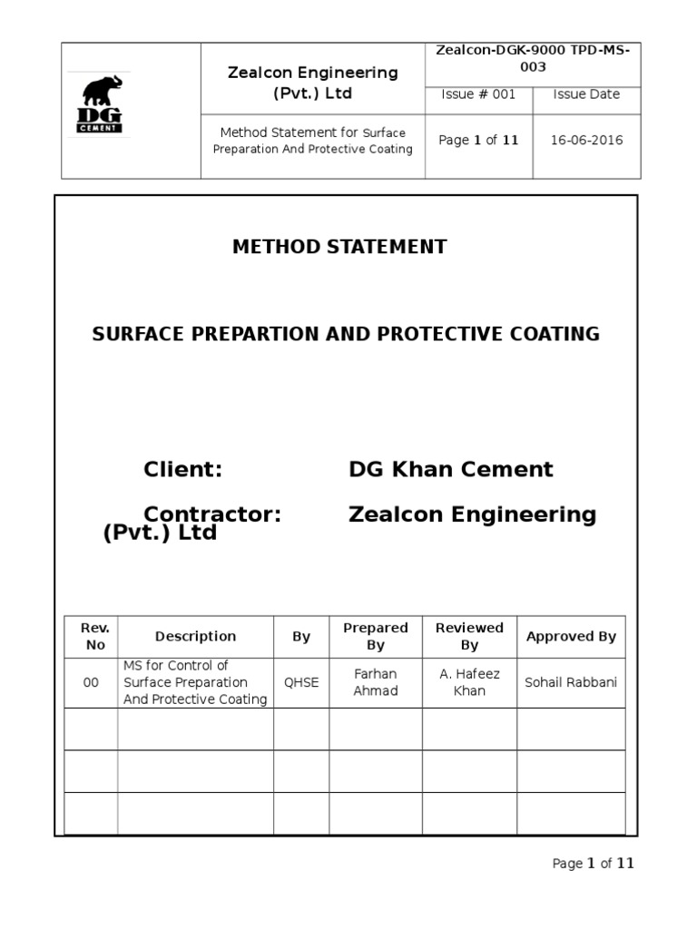 Surface Prep & Coating Method Statement | PDF | Paint | Abrasive