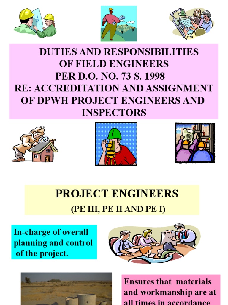 Duties and Responsibilities Field Engineers PDF Specification