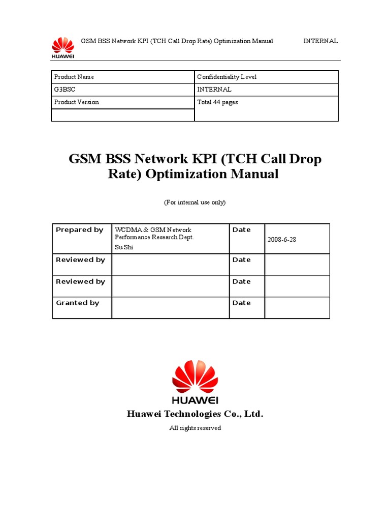 04 GSM BSS Network KPI TCH Call Drop Rate Optimization Manual PDF | PDF ...