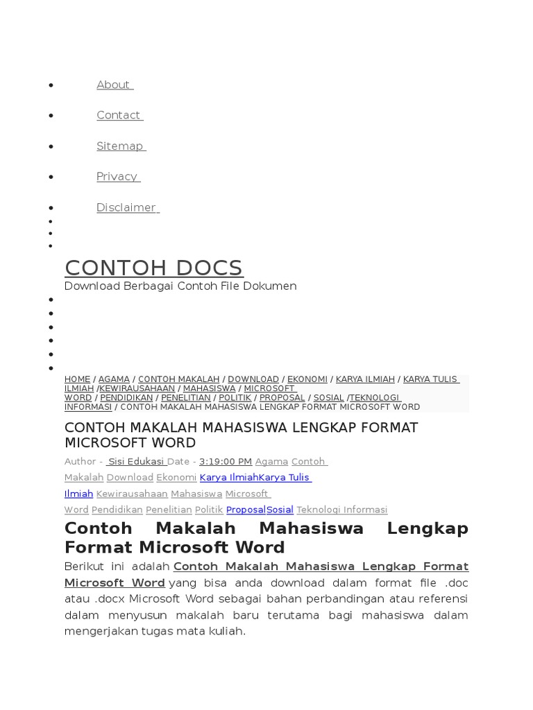 Contoh Makalah Mahasiswa