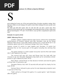 Sports News Lecture