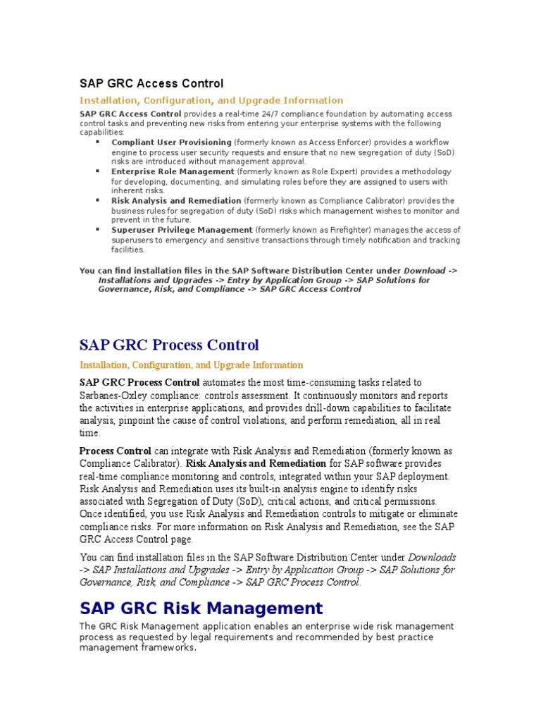 SAP GRC Access Control Overview | PDF | Risk Management | Risk