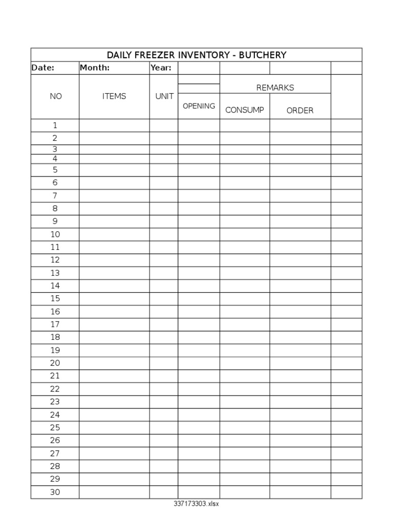 Daily Butchery Freezer Inventory Sheet | PDF | Teaching Methods ...