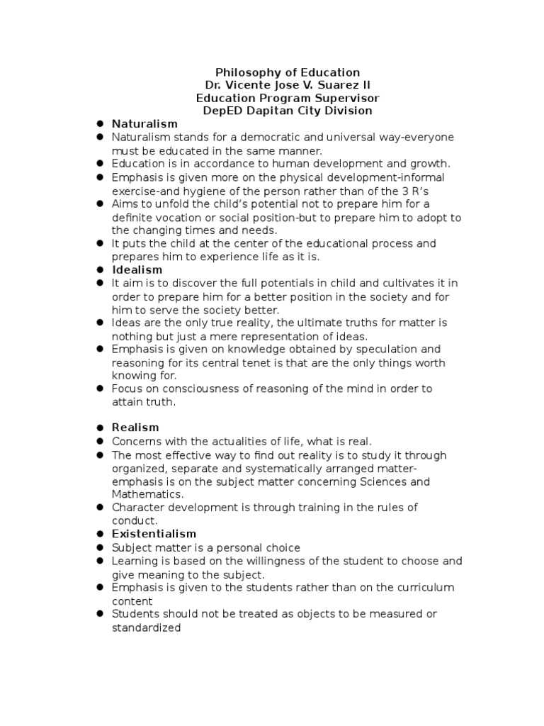 Key Educational Philosophies Explained | PDF | Philosophy Of Education ...