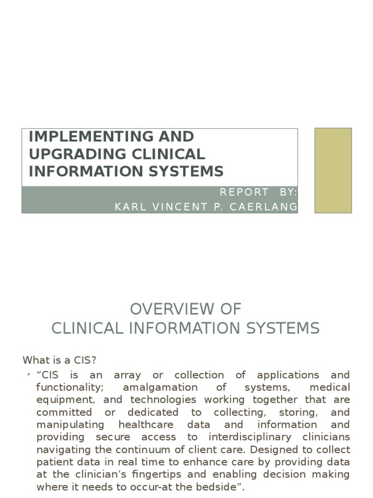 Implementing and Upgrading Clinical Information Systems | PDF ...