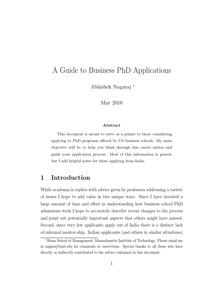 Business PhD Application Guide | PDF | Thesis | Graduate School