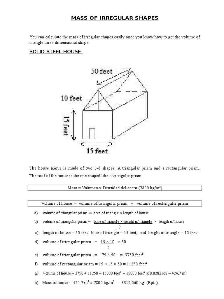 Mass Of Irregular Shapes PDF