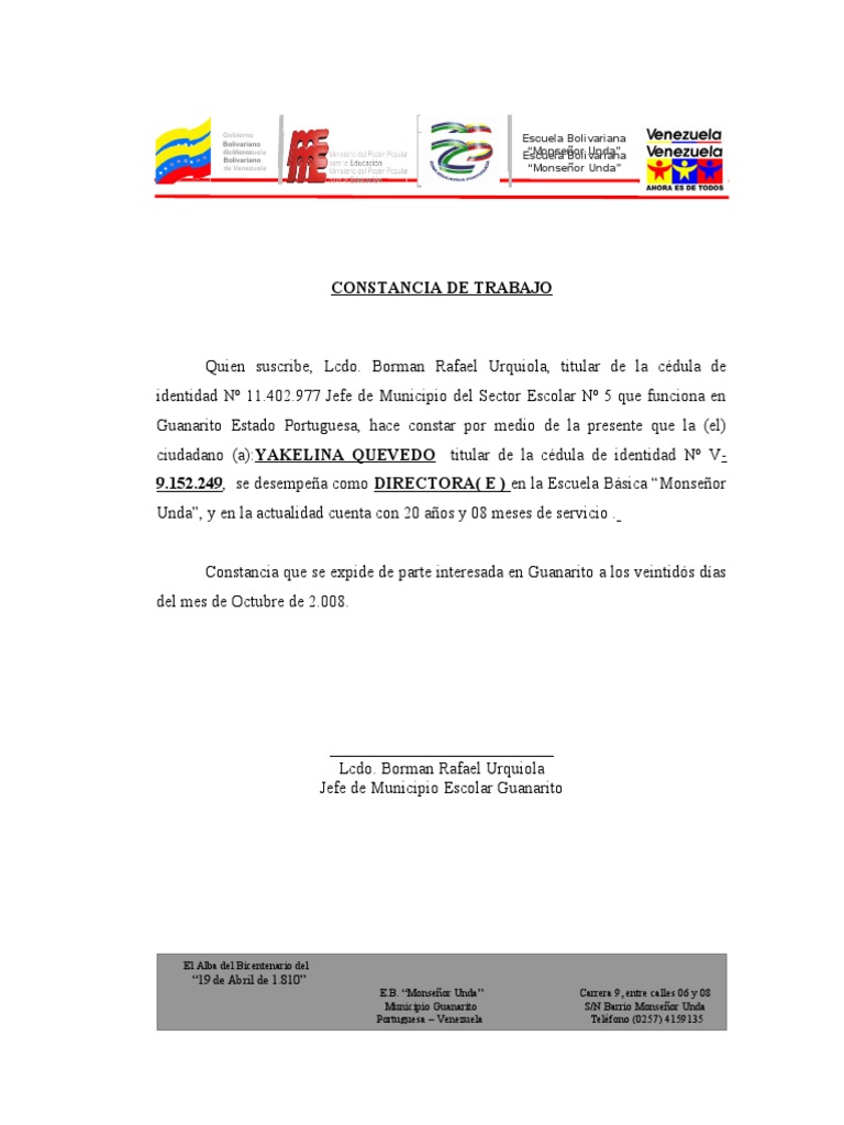 CONSTANCIA DE TRABAJO