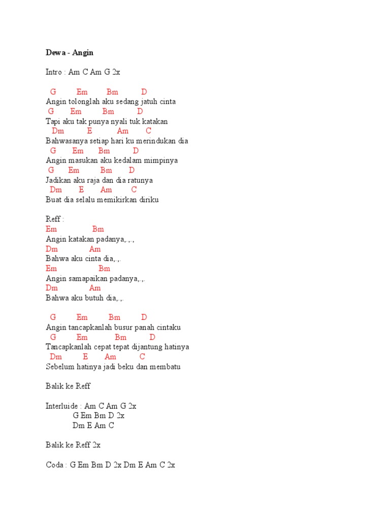 Chord Lagu Dewa 19 Angin Pdf