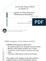 Report On The Class of 2012 in Grade 10 Progress On State-Required Performance Standards