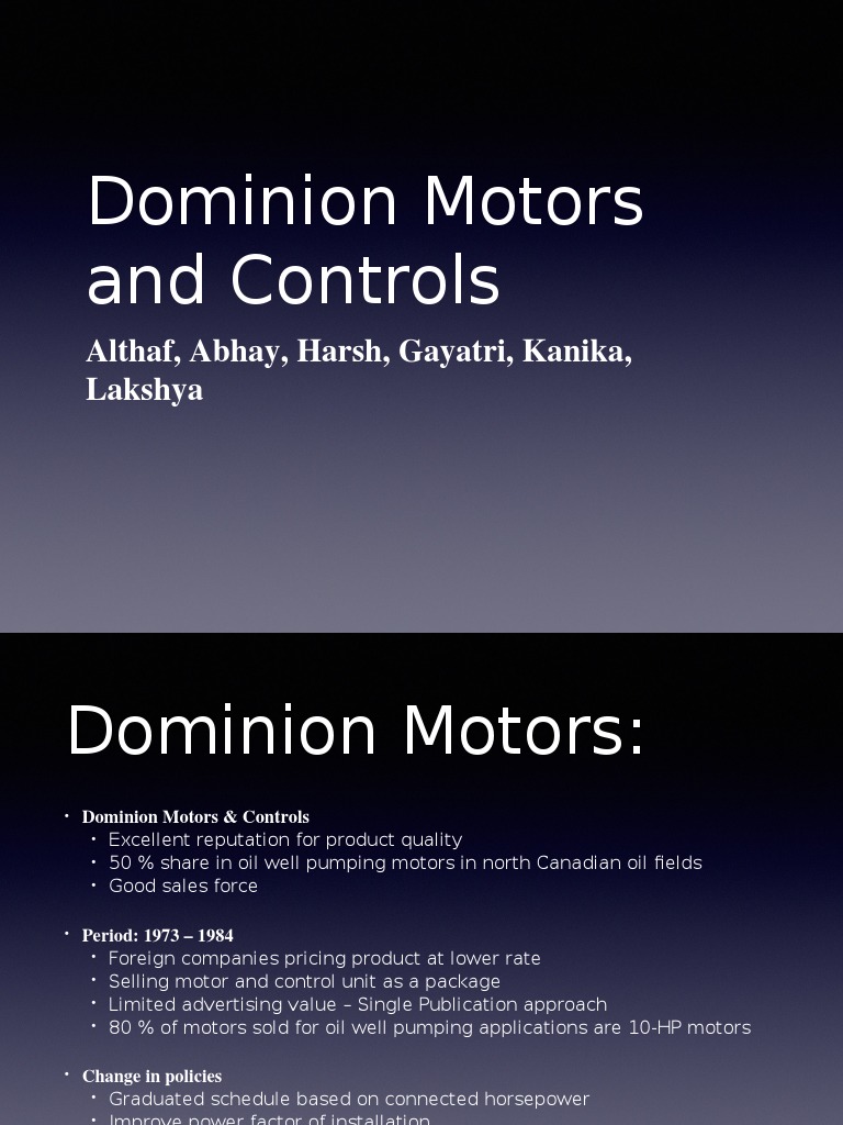 Dominion Motors and Controls Althaf, Abhay, Harsh, Gayatri, Kanika