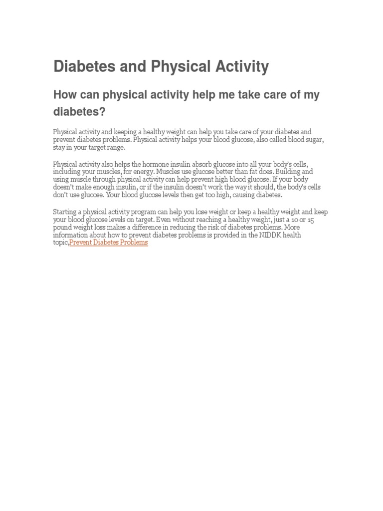 Diabetes and Physical Activity | PDF