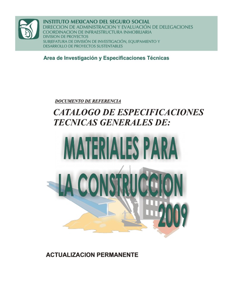 Catálogo de Especificaciones Técnicas de Materiales para La Construccion, PDF, Hormigón
