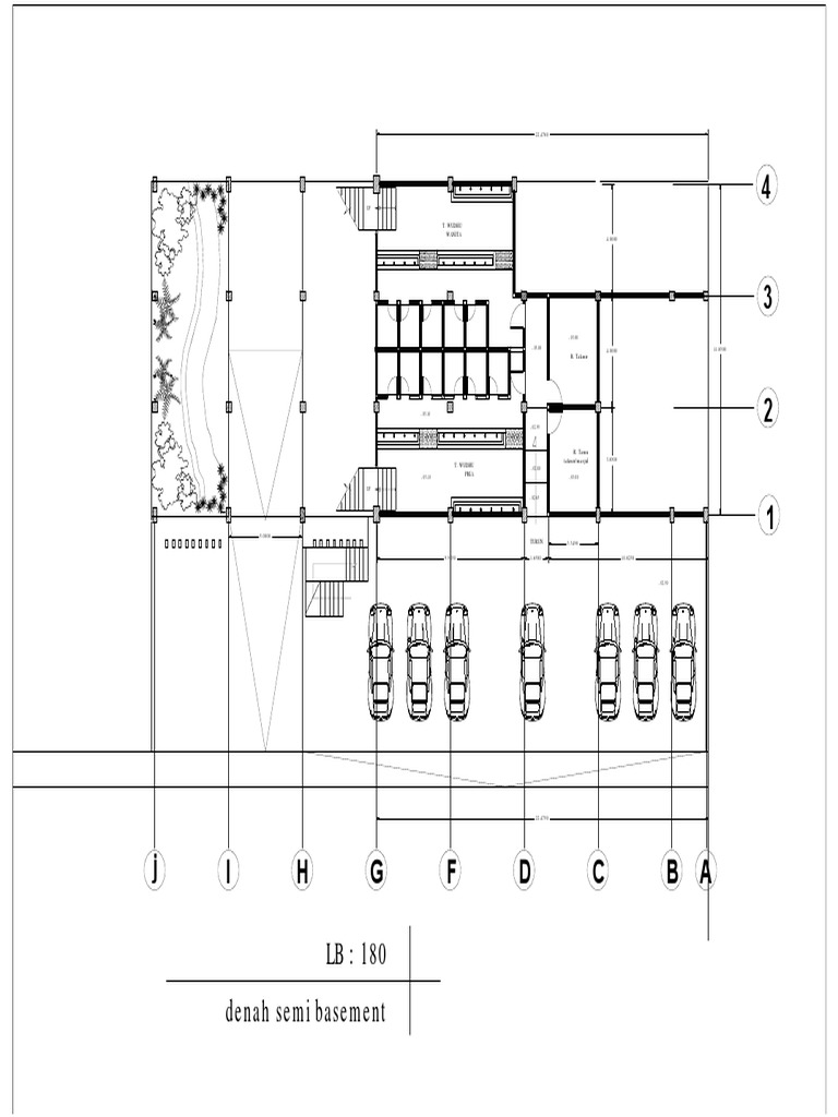 Denah Semi Basement LB: 180: T. Wudhu Wanita | PDF