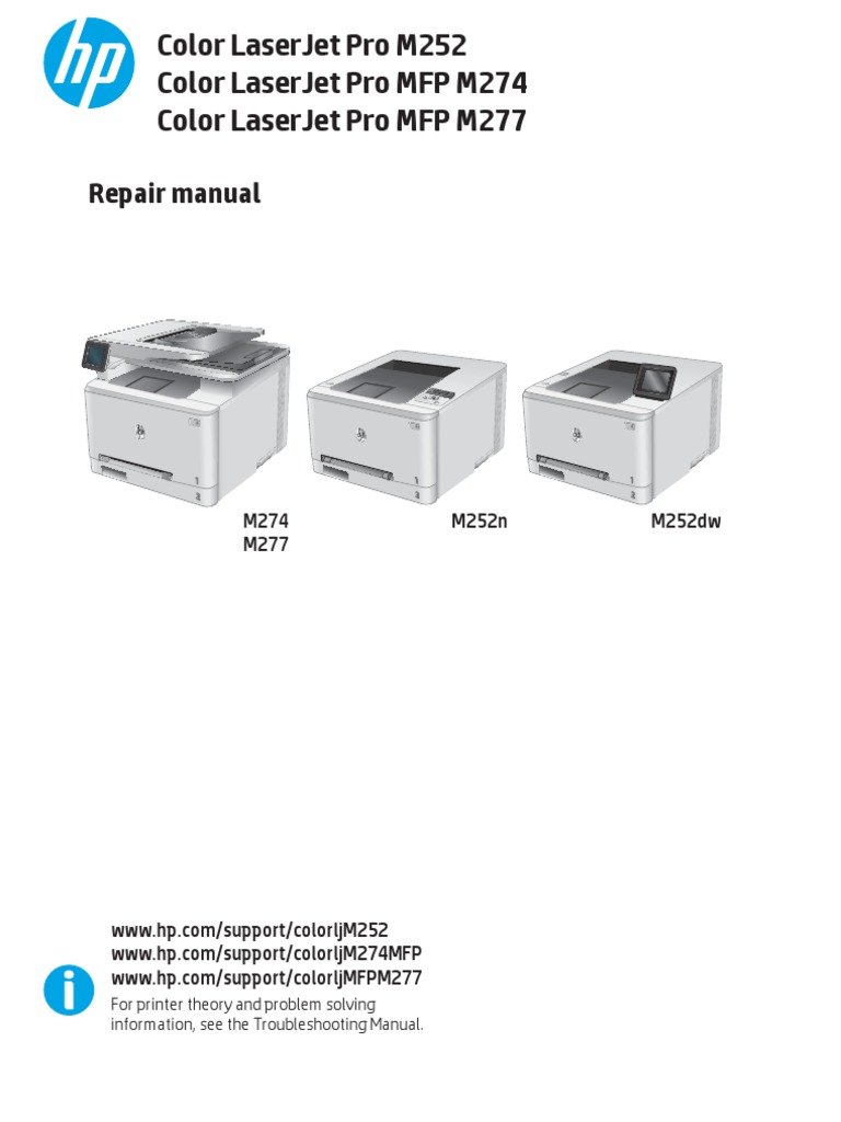 HP Color LaserJet Pro M252 M274MFP M277MFP Repair Manual | Copyright (2.5K  views)