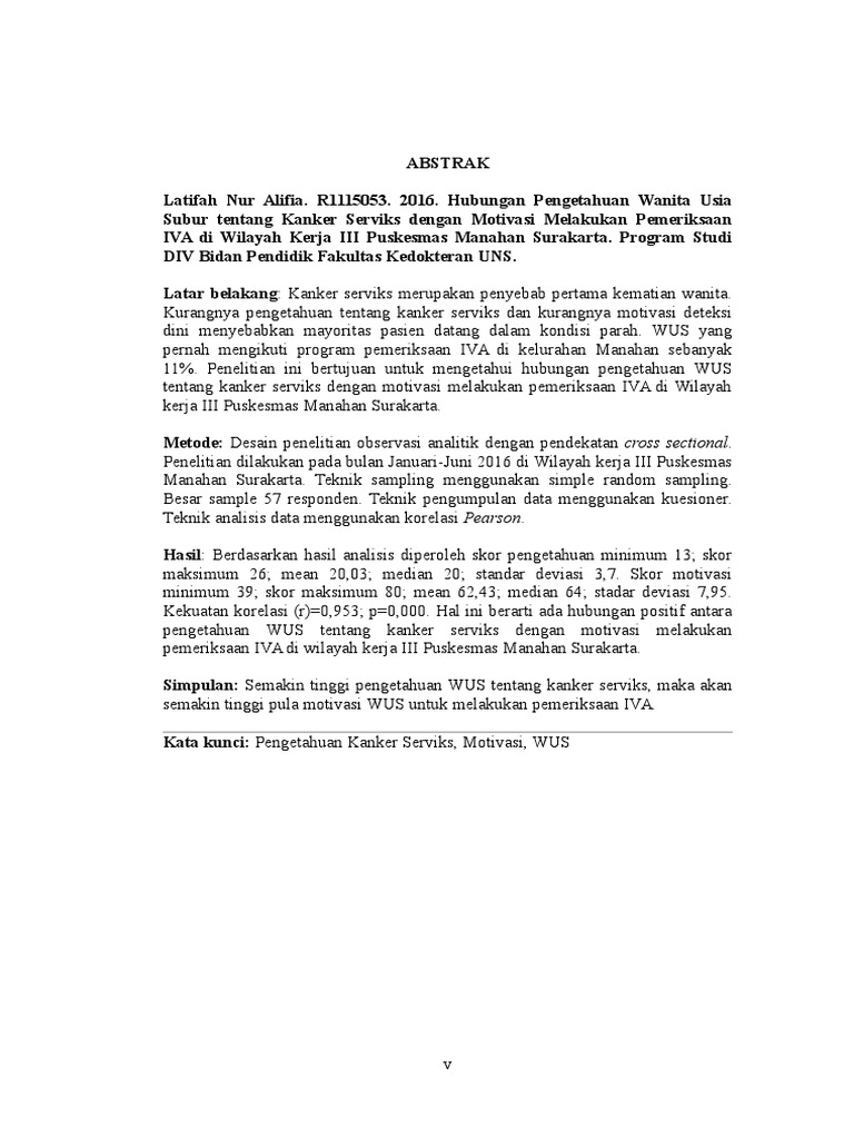 Hubungan Pengetahuan Tentang Kanker Serviks Dengan Motivasi Hubungan Pengetahuan Tentang Kanker Serviks Dengan Motivasi