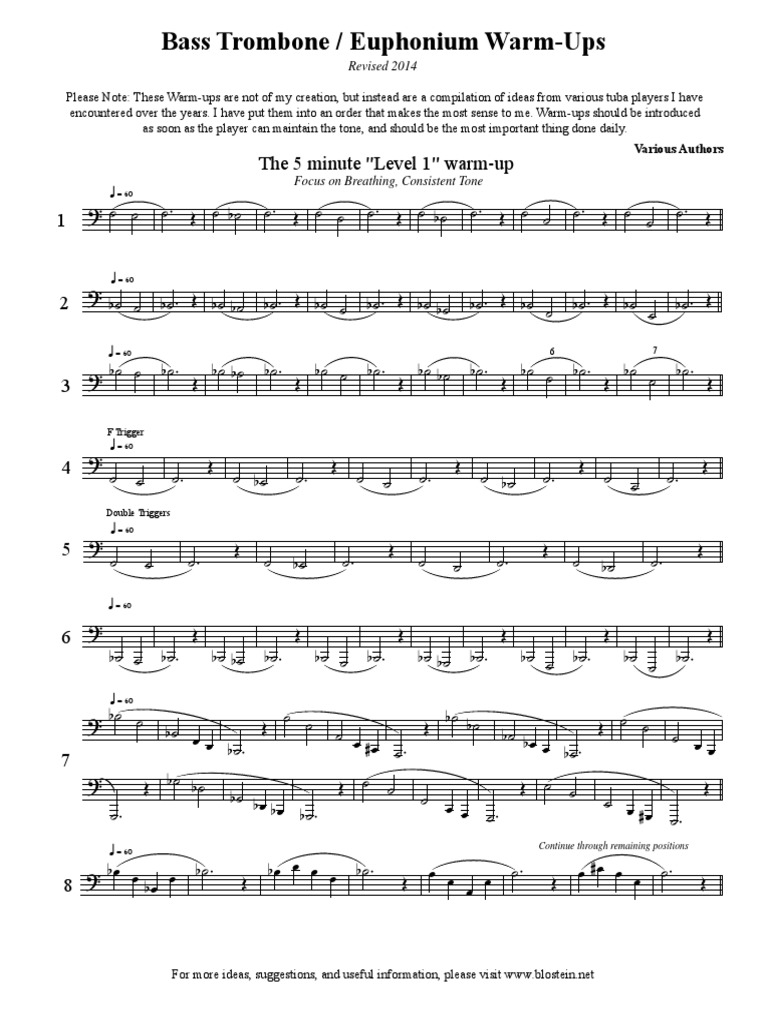 Bass Trombone Euphonium WarmUps Updated 2014 Trombone Technologie