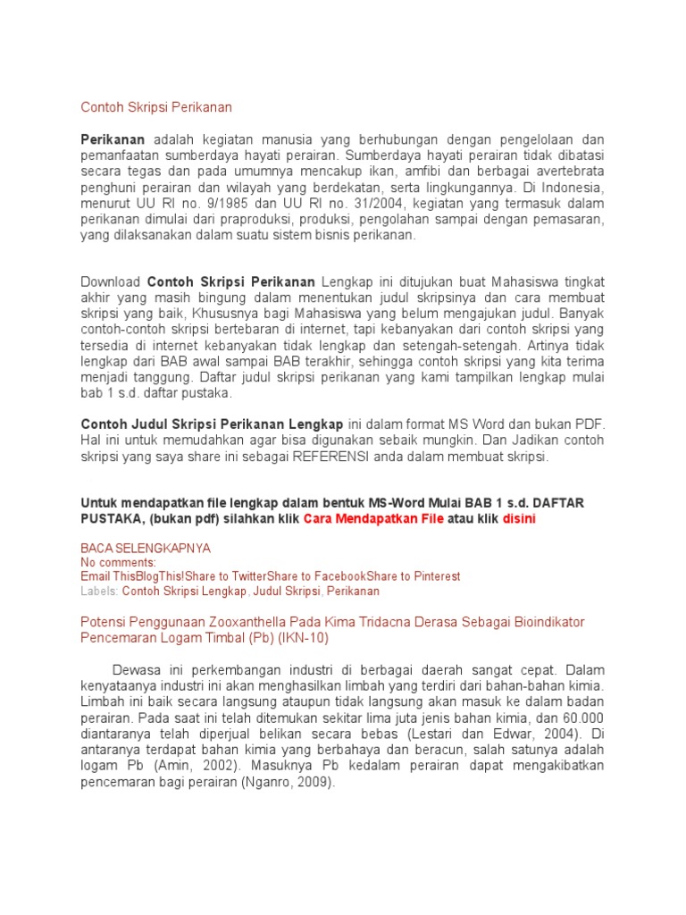Contoh Skripsi Perikanan