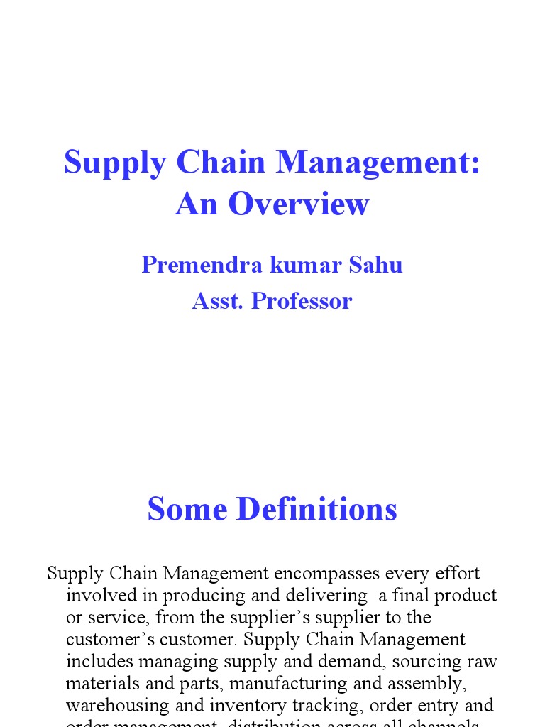 Supply Chain Management Overview Guide | PDF | Supply Chain Management ...