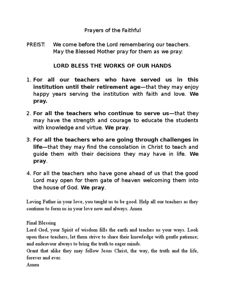 Prayers of The Faithful and Final Blessing Oct 7 PDF
