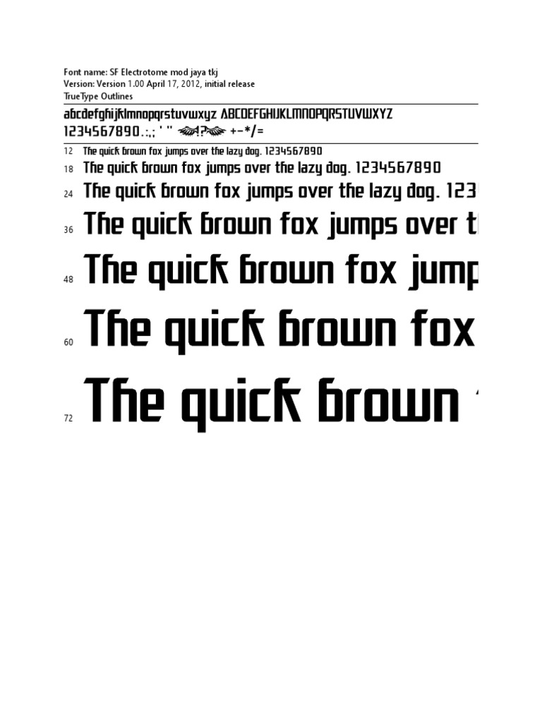 Font Name: SF Electrotome Mod Jaya TKJ Version: Version 1.00 April 17 ...