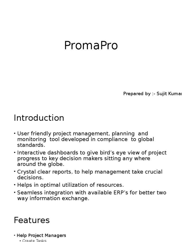 PromaPro: Project Management Tool Overview | PDF | Project Management ...