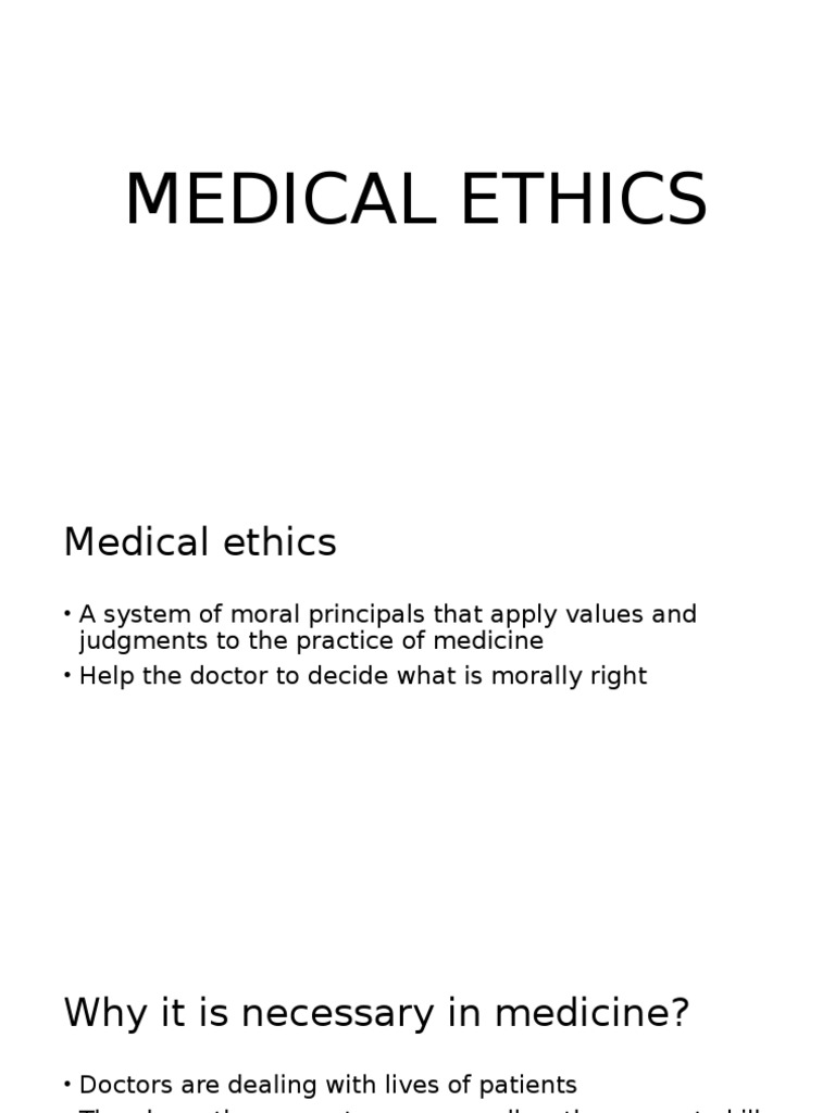 Medical Ethics PDF Medical Ethics Medicine