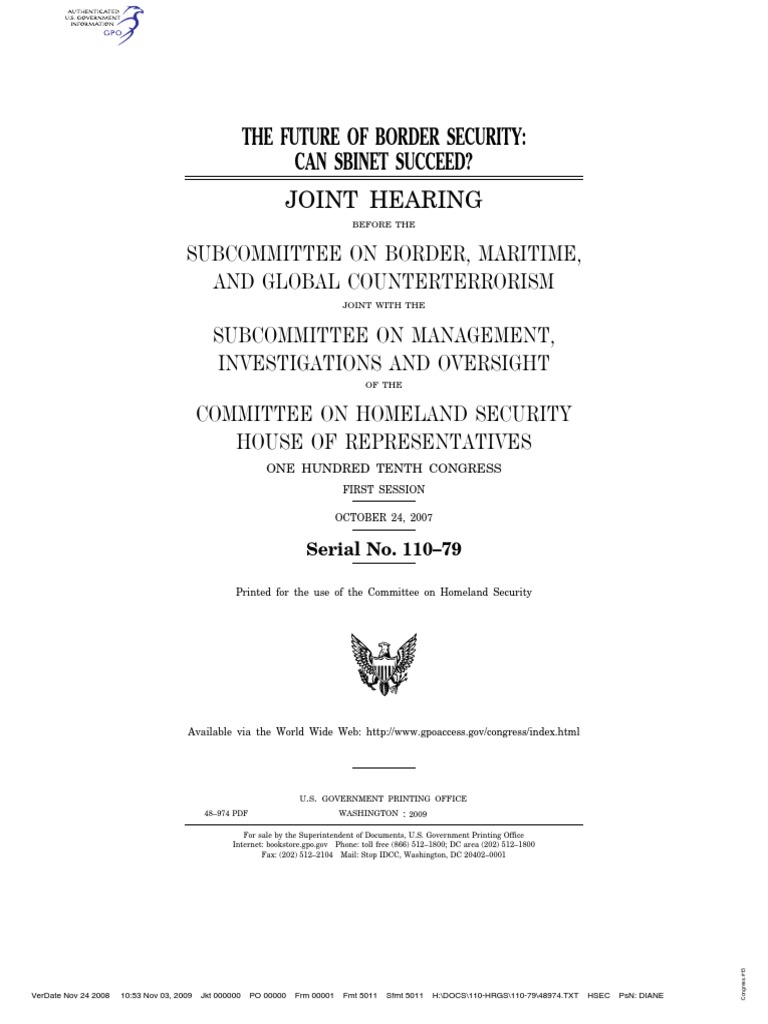 Future of U.S. Border Security Hearing | PDF | Sb Inet | U.S. Customs ...
