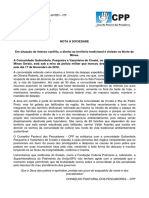 Nota de Apoio Do CPP À Comunidade de Croatá