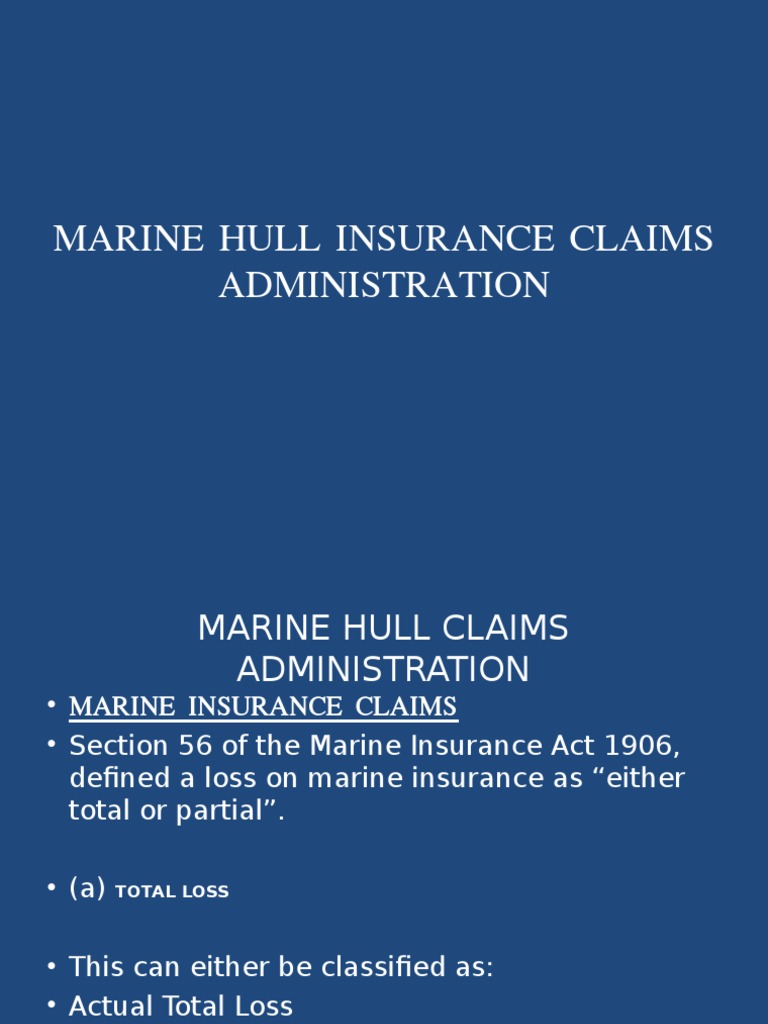 Marine Hull Insurance Claims Administration PDF Marine Salvage